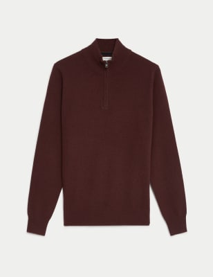 

Mens Autograph Pure Cashmere Half Zip Jumper - Burgundy, Burgundy