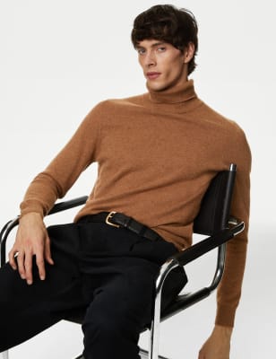 

Mens Autograph Pure Cashmere Roll Neck Jumper - Light Camel, Light Camel