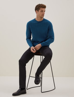 

Mens Autograph Pure Cashmere Cable Crew Neck Jumper - Teal, Teal