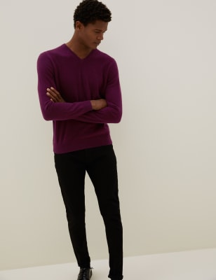 

Mens Autograph Pure Cashmere V-Neck Jumper - Dark Magenta, Dark Magenta