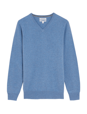 

Mens Autograph Pullover aus reinem Kaschmir mit V-Ausschnitt - Soft Blue, Soft Blue
