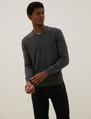 

Mens Autograph Pure Cashmere V-Neck Jumper - Charcoal Mix, Charcoal Mix