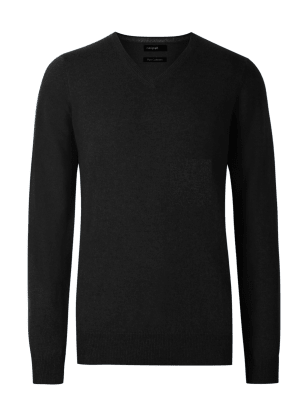 

Mens Autograph Pullover aus reinem Kaschmir mit V-Ausschnitt - Black, Black