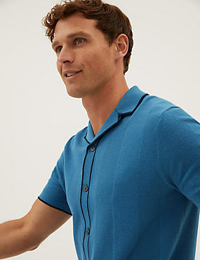 Cotton Rich Textured Knitted Polo Shirt