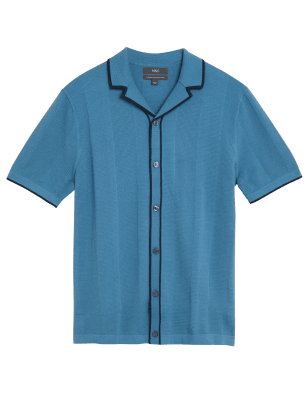 

M&S Collection Polo de punto texturizado de algodónMens - Kingfisher, Kingfisher