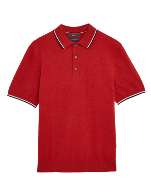 

M&S Collection Polo de algodón de punto con ribeteMens - Red, Red