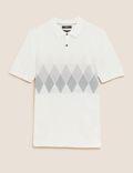Cotton Rich Argyle Knitted Polo Shirt