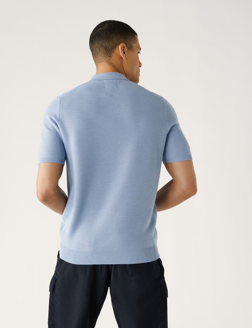 Merino Wool Blend Zip Neck Polo Shirt image 5
