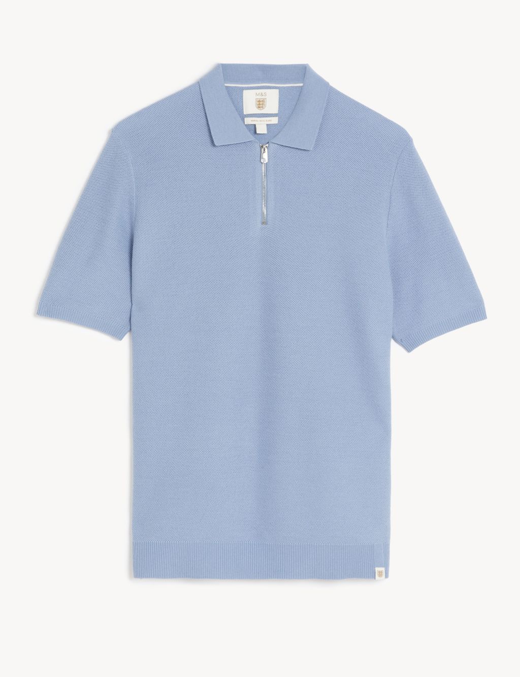 Merino Wool Blend Zip Neck Polo Shirt image 2