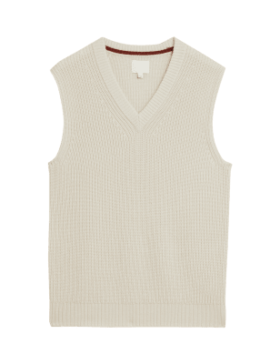 

M&S Originals Ilkley - Jersey sin mangas de escote en pico de lana merino con cashmereMens - Ecru, Ecru