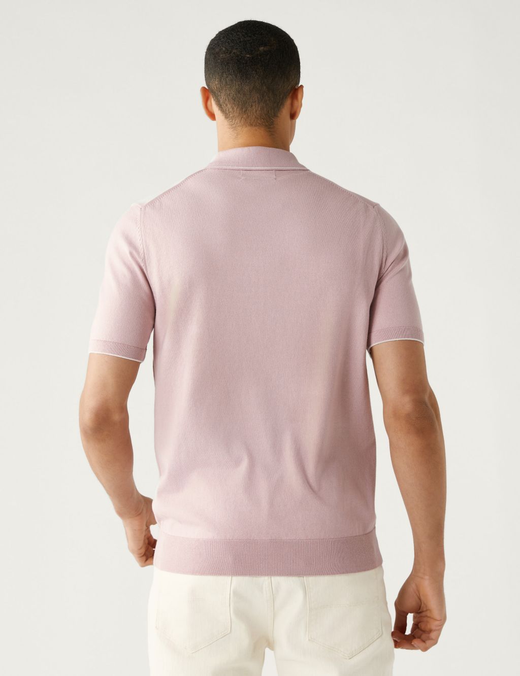 Cotton Modal Chest Stripe Knitted Polo Shirt image 4