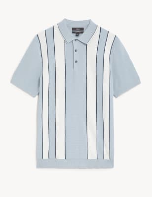 Cotton Rich Striped Knitted Polo Shirt