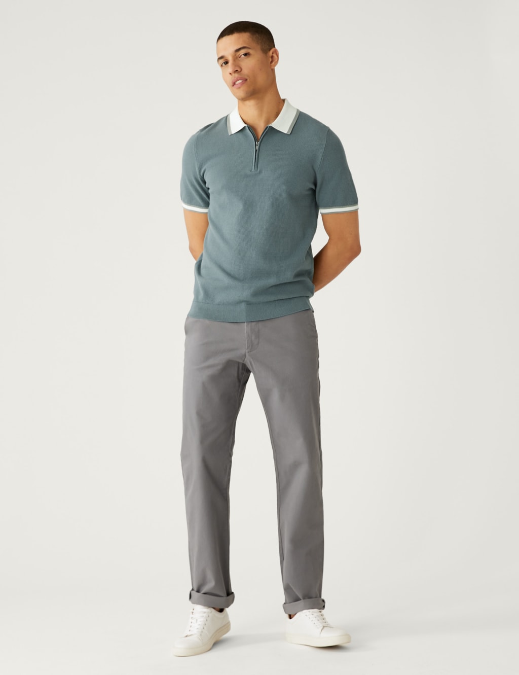 Cotton Rich Textured Knitted Polo Shirt image 4