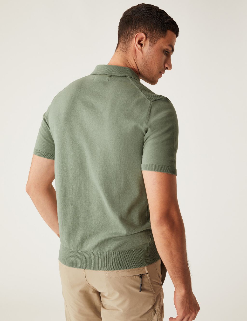 Cotton Rich Textured Knitted Polo Shirt image 4