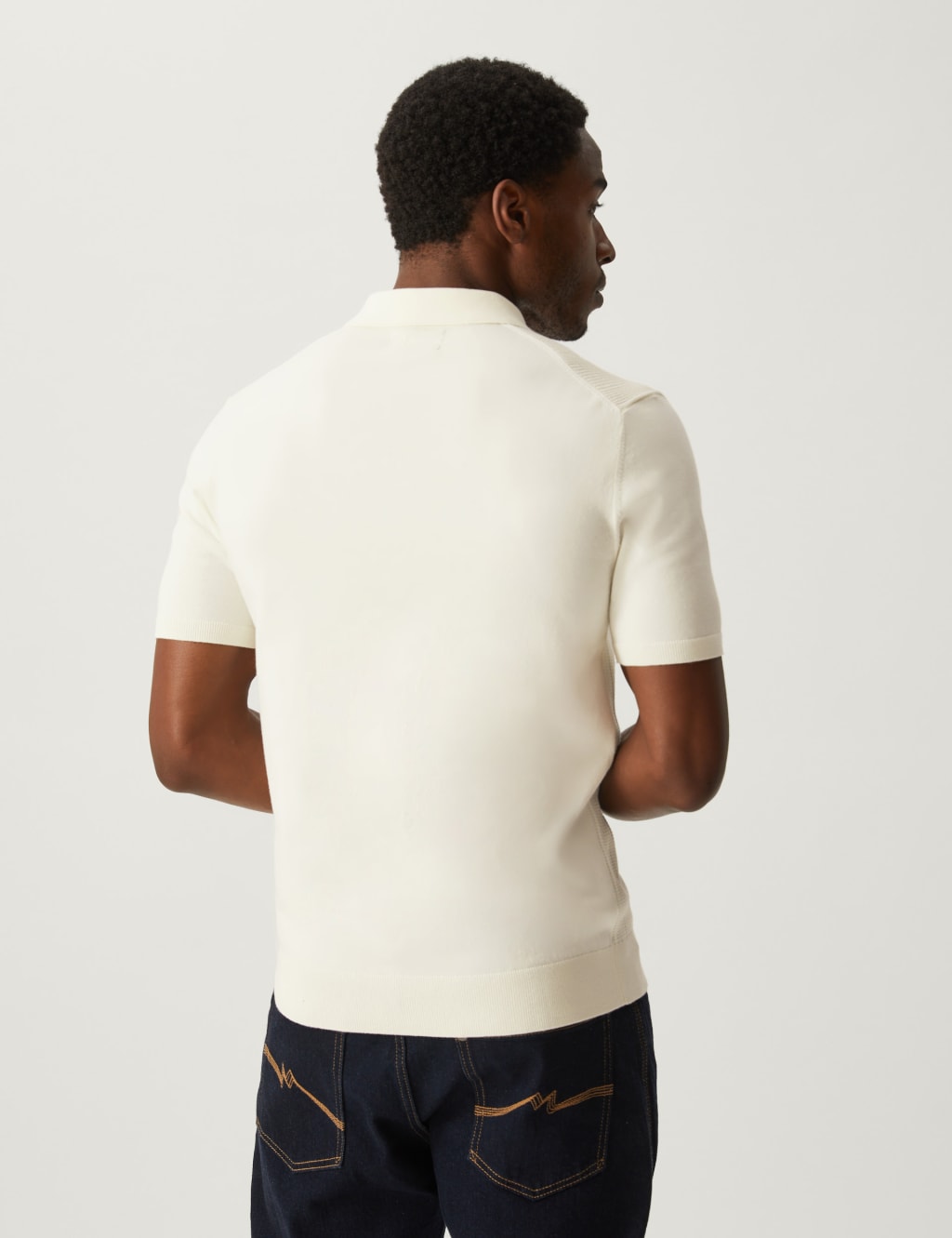 Cotton Rich Textured Knitted Polo Shirt image 4