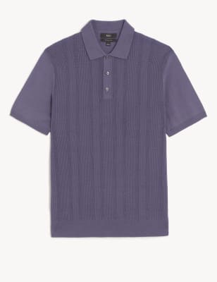 Cotton Rich Textured Knitted Polo Shirt