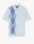 Cotton Rich Arygle Knitted Polo Shirt