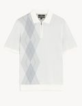 Cotton Rich Arygle Knitted Polo Shirt