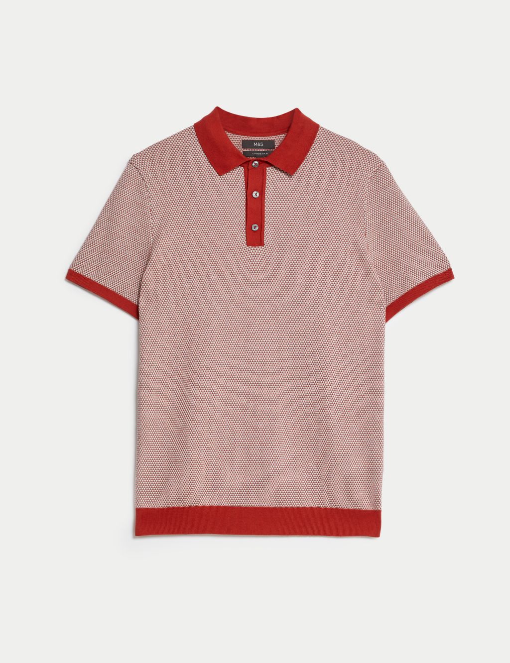 Cotton Rich Short Sleeve Knitted Polo Shirt image 2
