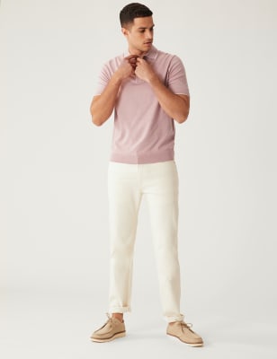 

Mens M&S Collection Cotton Rich Short Sleeve Knitted Polo Shirt - Light Pink, Light Pink