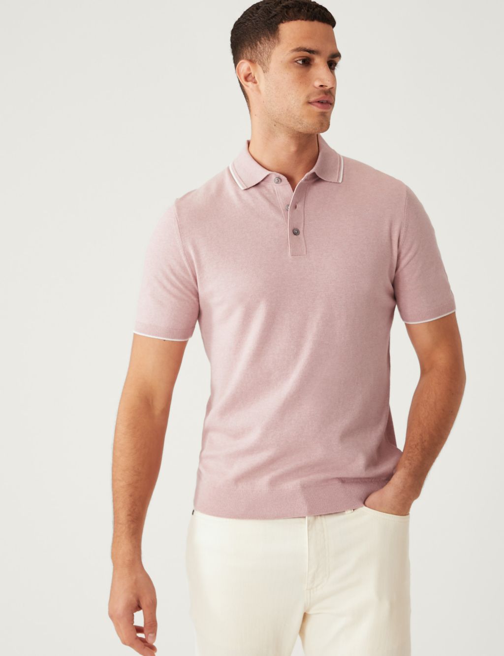 Cotton Rich Short Sleeve Knitted Polo Shirt image 4