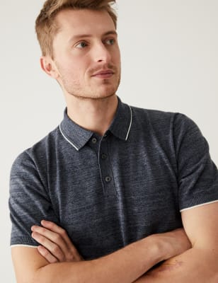 

M&S Collection Polo de manga corta de punto de algodónMens - Black, Black