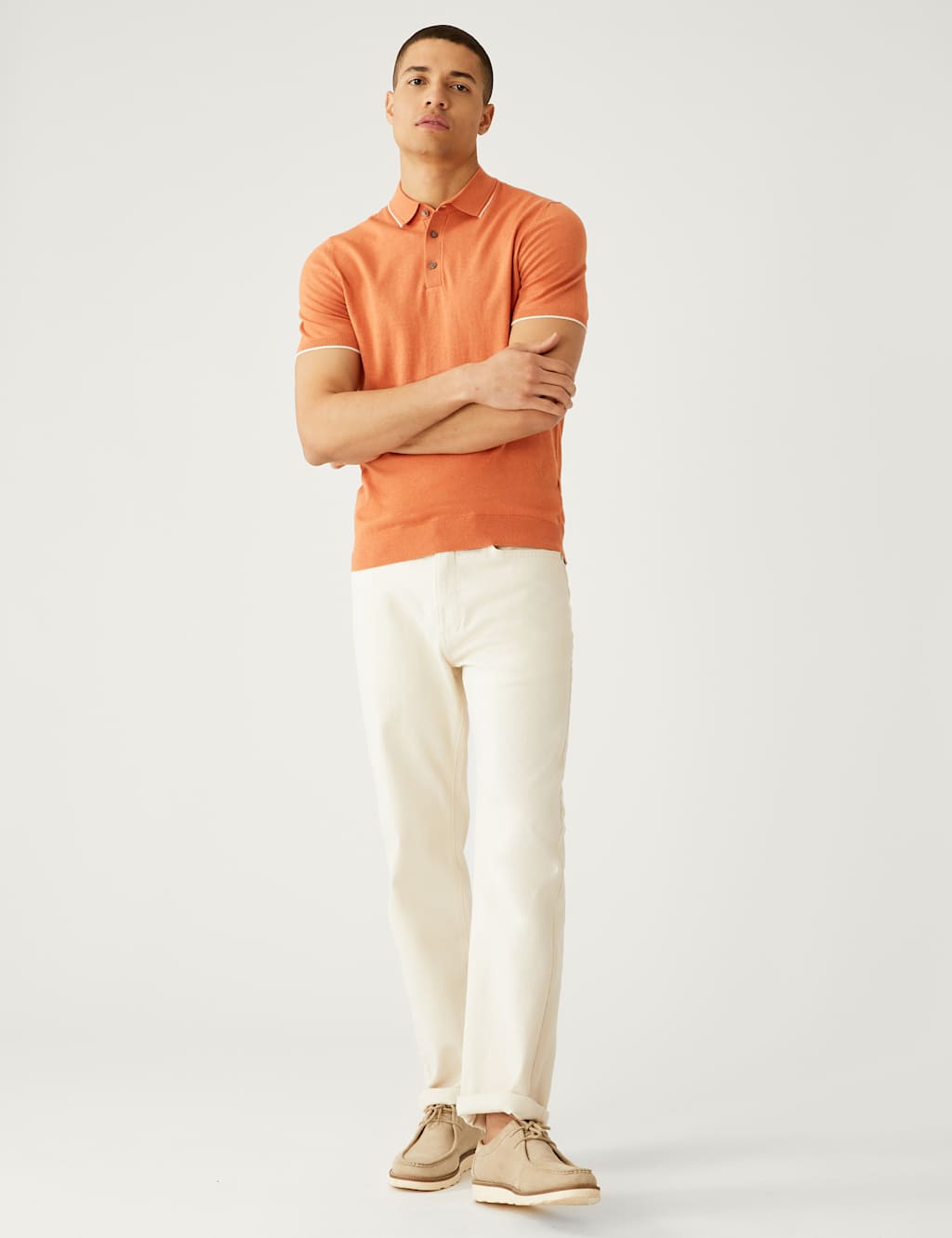 Cotton Rich Short Sleeve Knitted Polo Shirt image 2