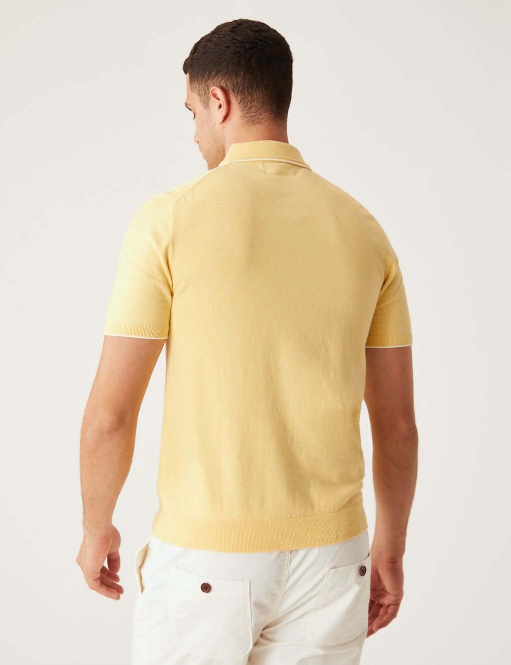 Cotton Rich Short Sleeve Knitted Polo Shirt image 3