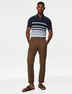 

Mens M&S Collection Cotton Rich Striped Knitted Polo Shirt - Navy Mix, Navy Mix