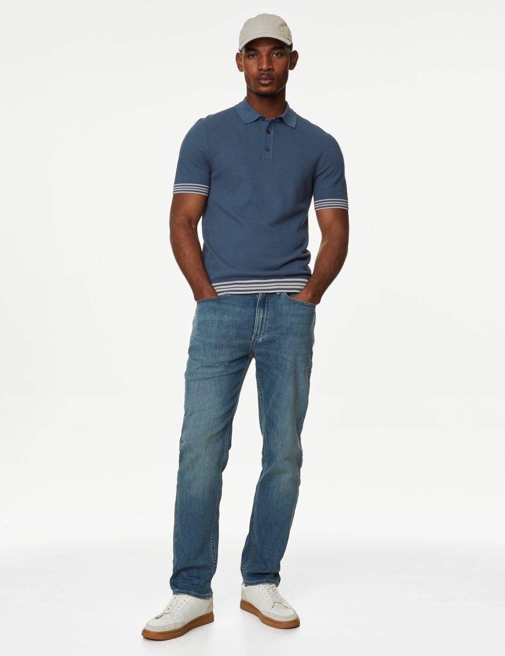 Cotton Blend Textured Knitted Polo Shirt image 3