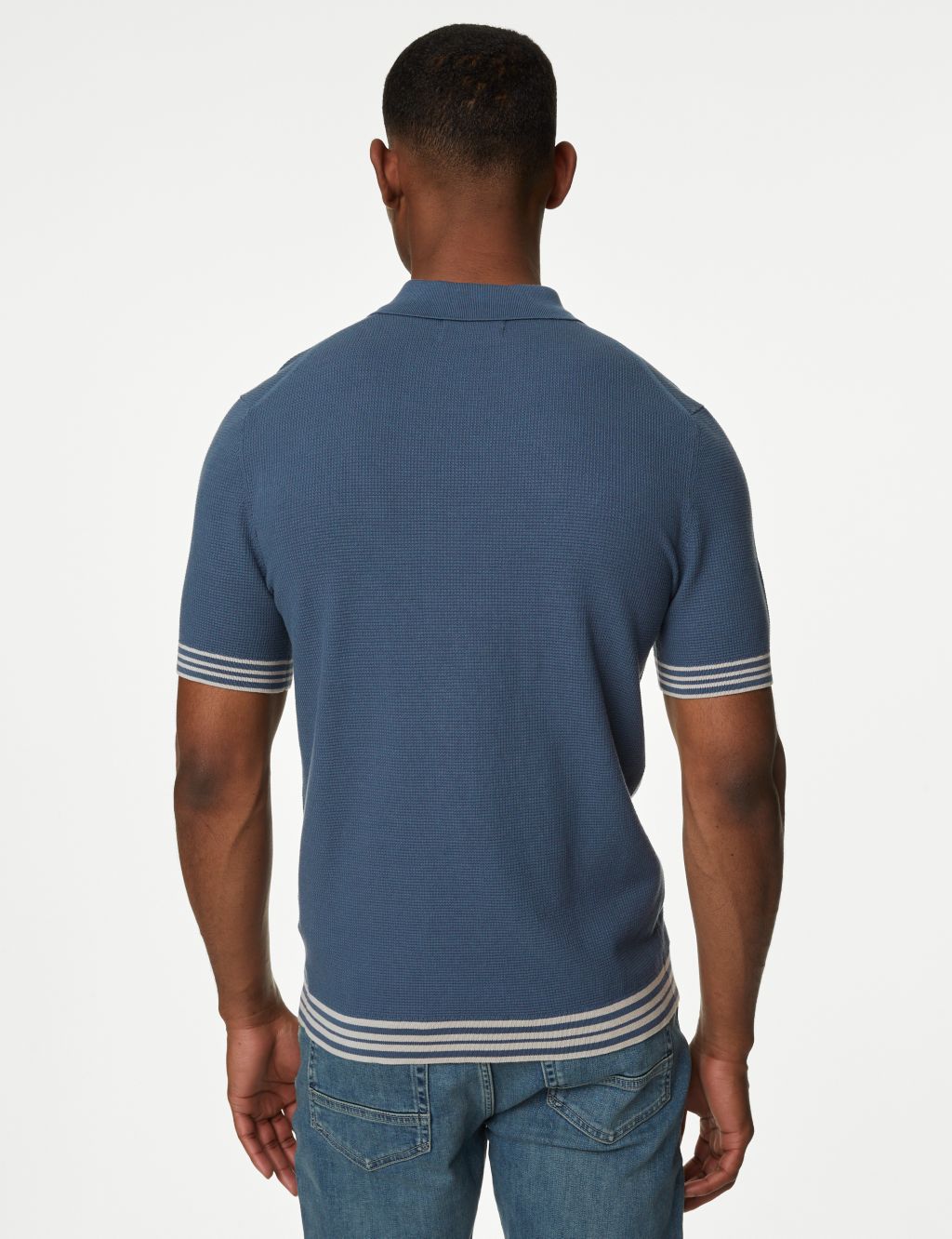 Cotton Blend Textured Knitted Polo Shirt image 5