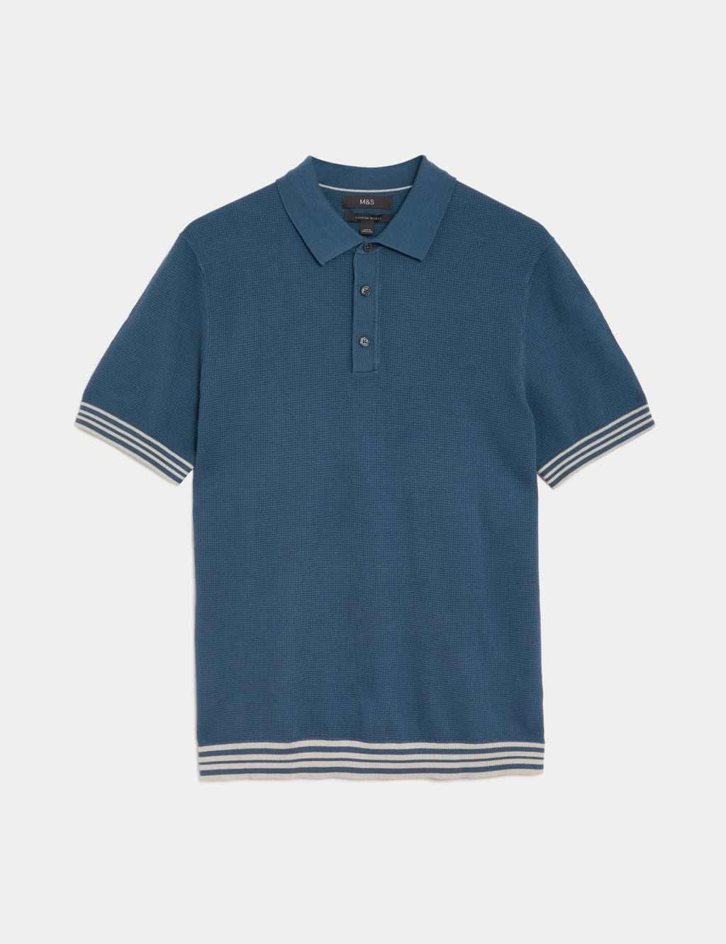 Cotton Blend Textured Knitted Polo Shirt image 2