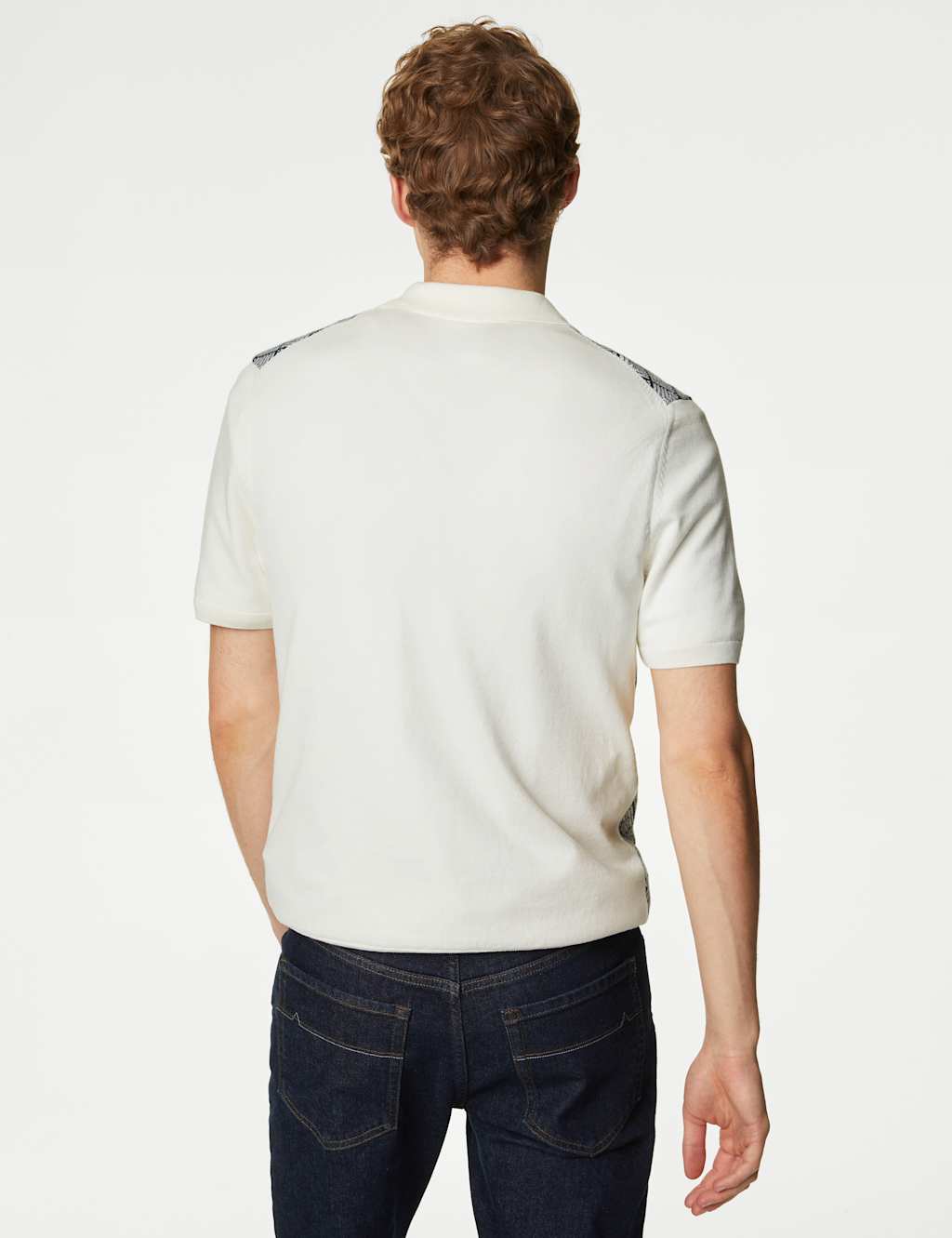 Cotton Rich Geometric Knitted Polo Shirt image 5