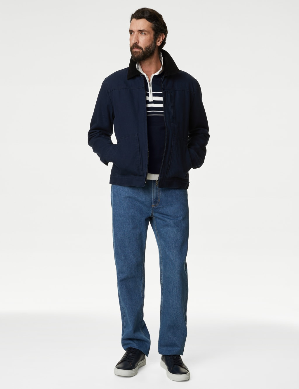 Cotton Rich Striped Knitted Polo Shirt image 3
