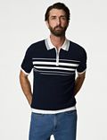 Cotton Rich Striped Knitted Polo Shirt