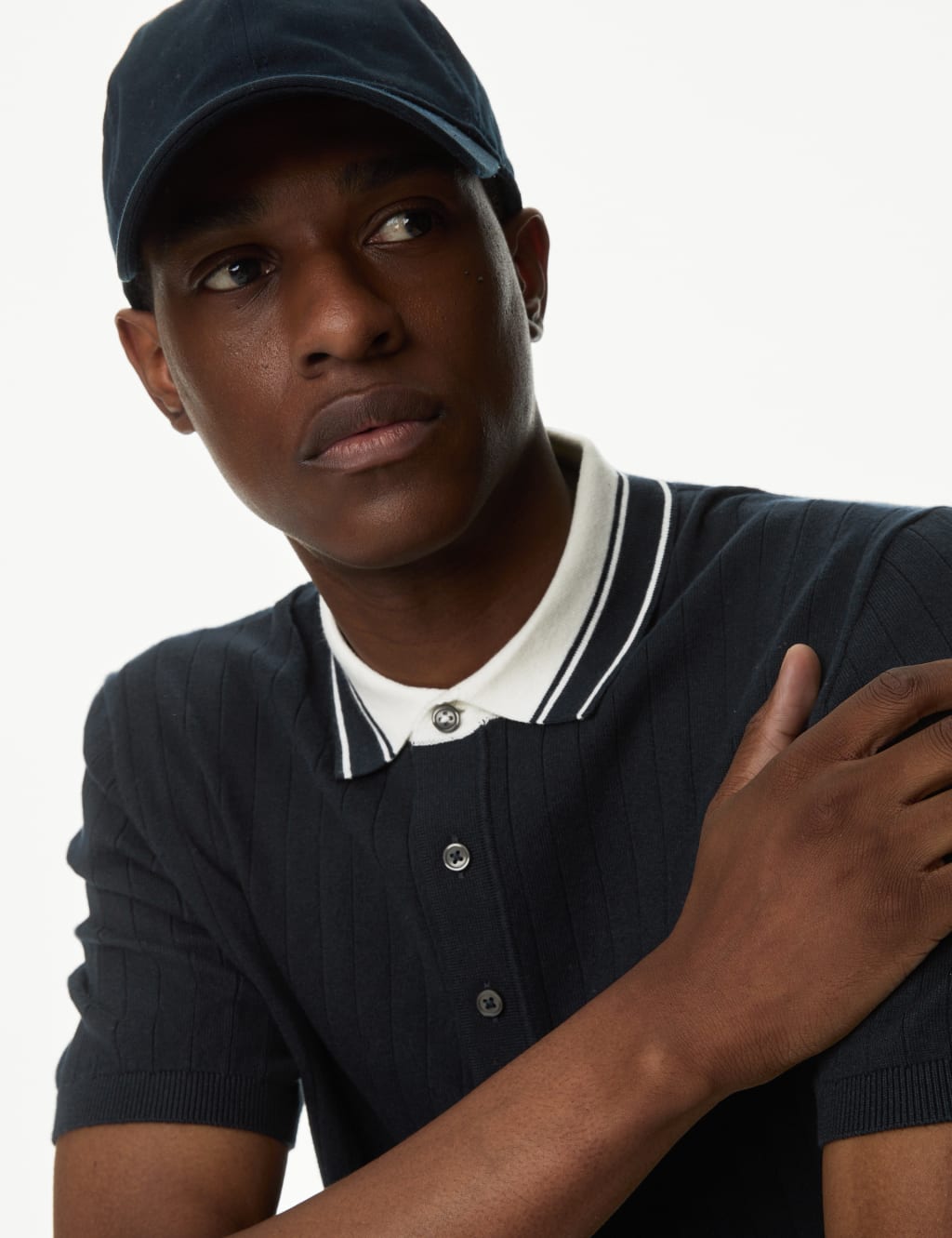 Mens navy new arrivals knitted polo