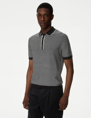 Cotton Rich Textured Knitted Polo Shirt