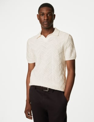 Knitted short clearance sleeve polo shirt