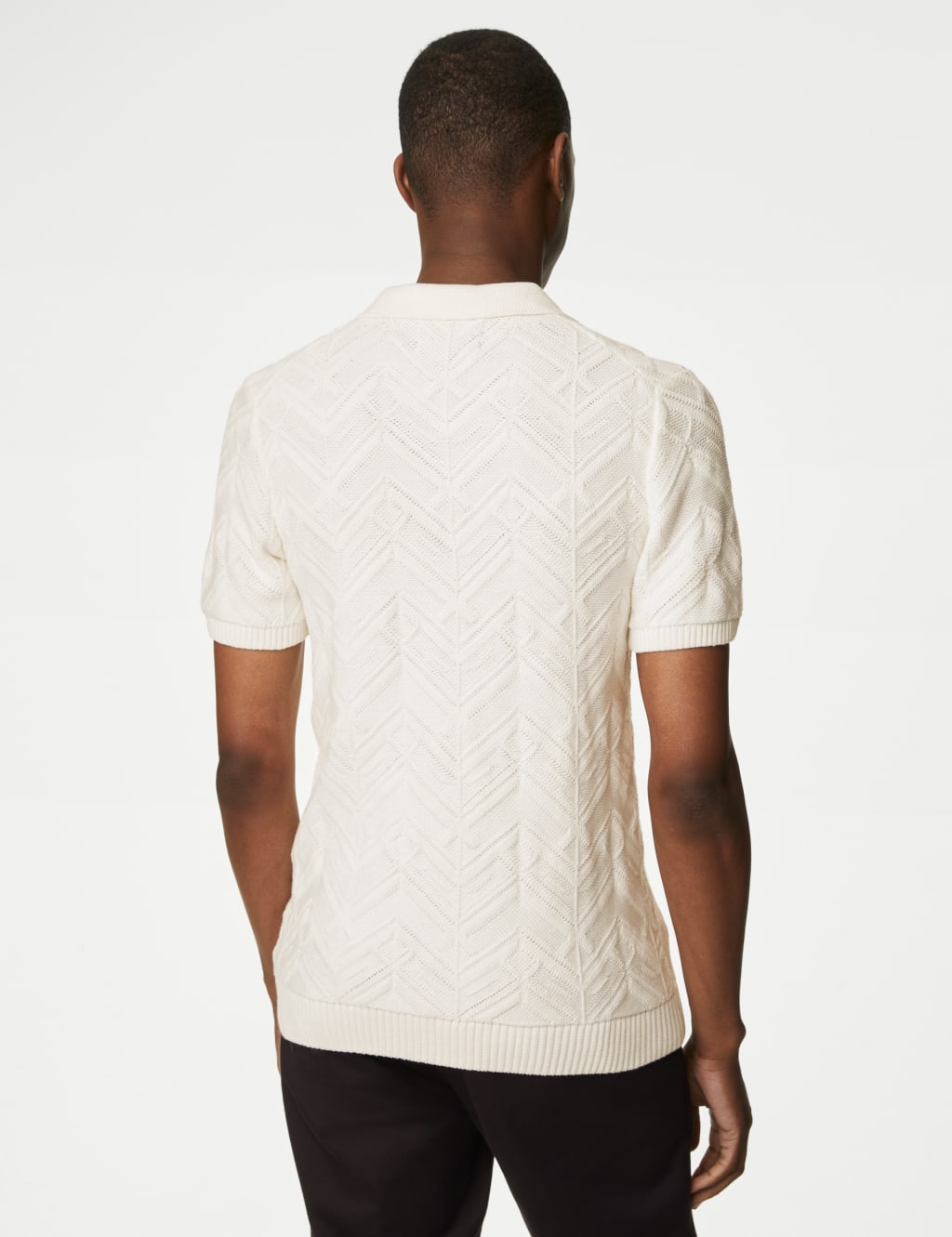 Cotton Rich Open Neck Knitted Polo Shirt image 5