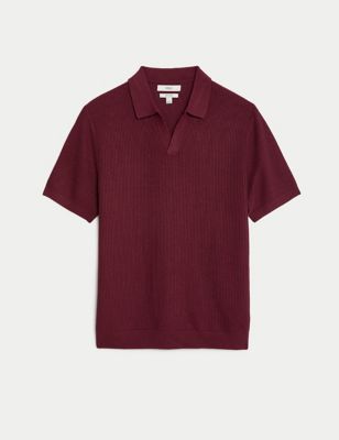 Textured Knitted Polo Shirt