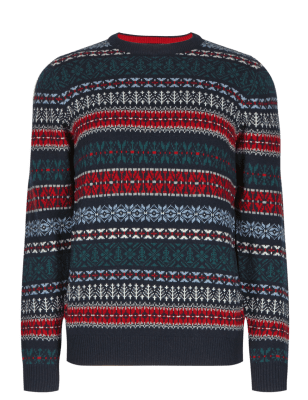 Lambswool Rich Fair Isle Jumper | Blue Harbour | M&S