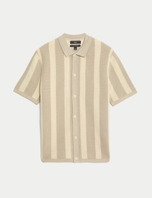 Cotton Rich Striped Knitted Polo Shirt