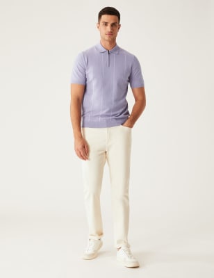

Mens M&S Collection Cotton Rich Striped Knitted Polo Shirt - Lilac, Lilac