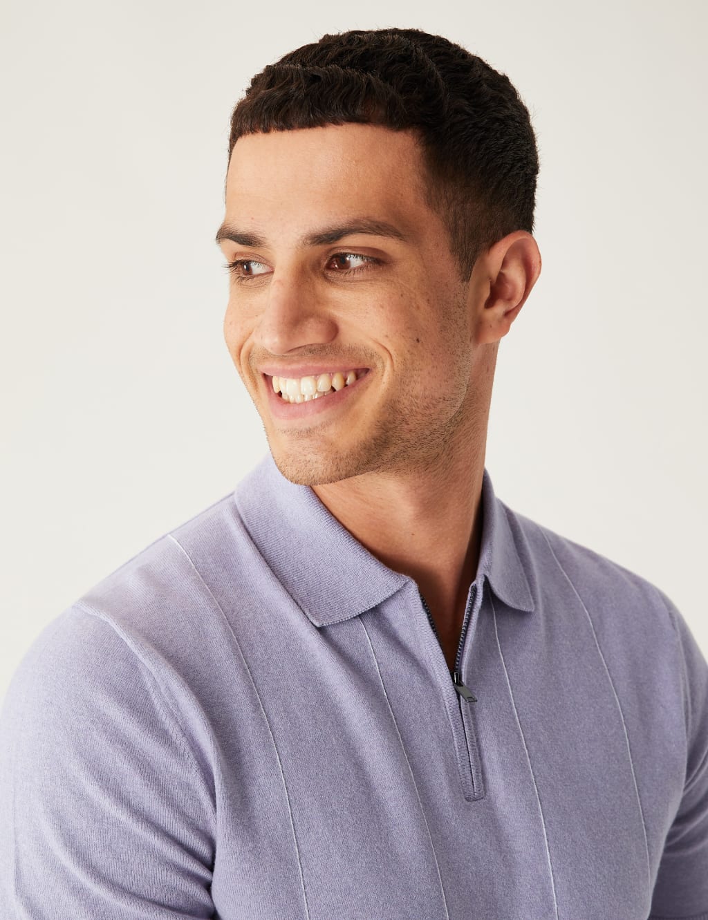 Cotton Rich Striped Knitted Polo Shirt image 2