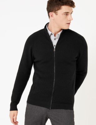 Cardigan algodón con cashmere cierre cremallera, Jerséis y cárdigans de  hombre