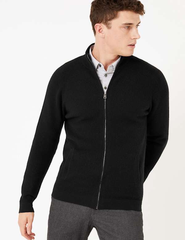 Pure Cashmere Zip Through Cardigan