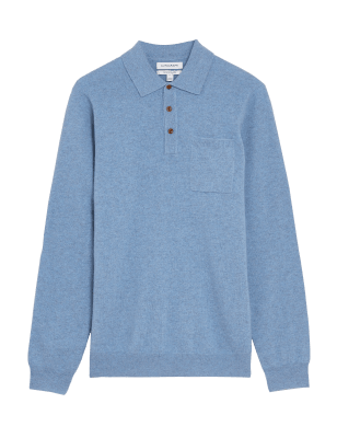 

Mens Autograph Gestricktes Poloshirt aus reinem Kaschmir - Denim, Denim