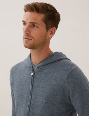 

Mens Autograph Pure Cashmere Zip Through Hoodie - Dark Airforce, Dark Airforce