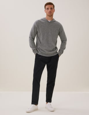 

Mens Autograph Kapuzen-Strickpullover aus reinem Kaschmir - Grey Marl, Grey Marl