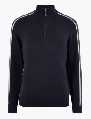 Pull 100&nbsp;% coton &agrave; encolure zipp&eacute;e et rayures